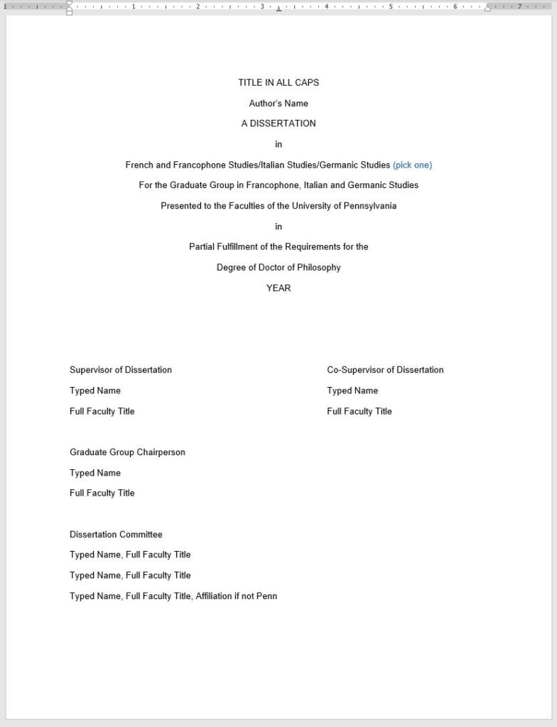 example of front page of thesis