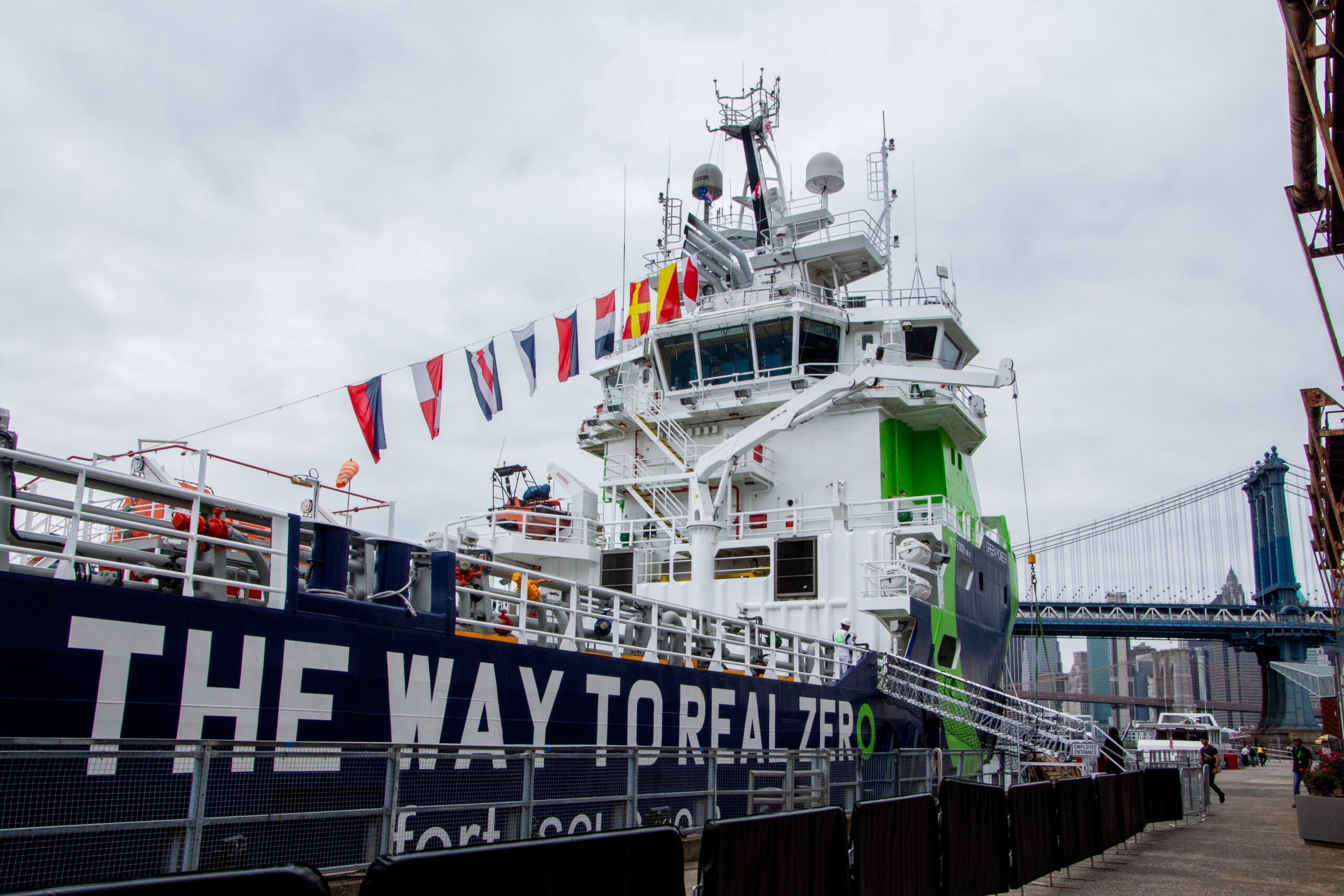 Photo of the Green Pioneer, docked in NY Harbor
